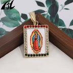 14k Gold Plated Our Lady of Guadalupe Pendant Catholic Religious Virgen De Guadalupe Oro Cadena Medalla Jewelry