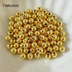14k/18k real gold plated Round 2/2.5/3/4/5/6mm Spacer Beads For Jewelry making Beads Accessories Findings Wholesale
