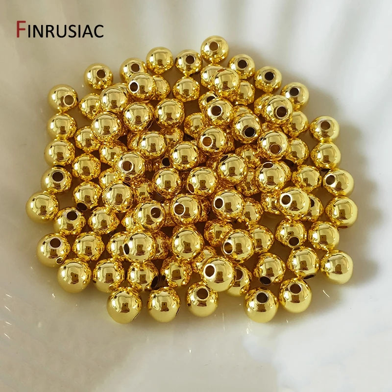 14k/18k real gold plated Round 2/2.5/3/4/5/6mm Spacer Beads For Jewelry making Beads Accessories Findings Wholesale