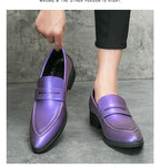 Wedding Leather Shoes For Men Classic Casual Business Shoes Male Green Loafers Social Party Purple Leather Oxford Shoes Man