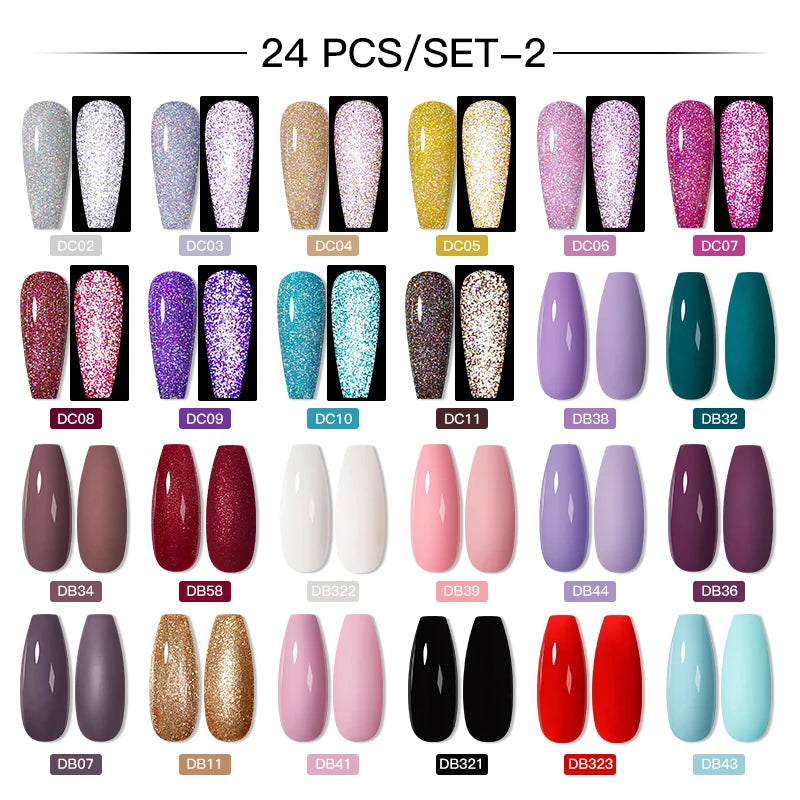 Mtssii 20/40/60Pcs Nail Gel Polish Set Kit Nude Pink Glitter Nail Art UV Gel Manicure Set Vernis Semi Permanent Base Top Coat