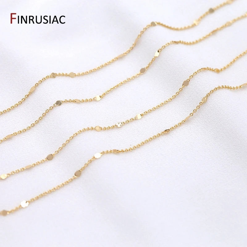 14K Real Gold Plated 1.3mm Thin Chain For DIY Jewelry Making, Wholesale Brass Chains Accessories Findings