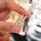 14K 18K Gold Plated Ring S925 Silver Pave Ring White Moissanite Ring Round Brilliant Cut Party Wedding Engagement Jewelry Gift