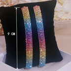 Fashion Geometric Square Crystal Earrings Ladies Exaggerated Long Earrings Wedding Jewelry Rhinestone Tassels Earrings for Women