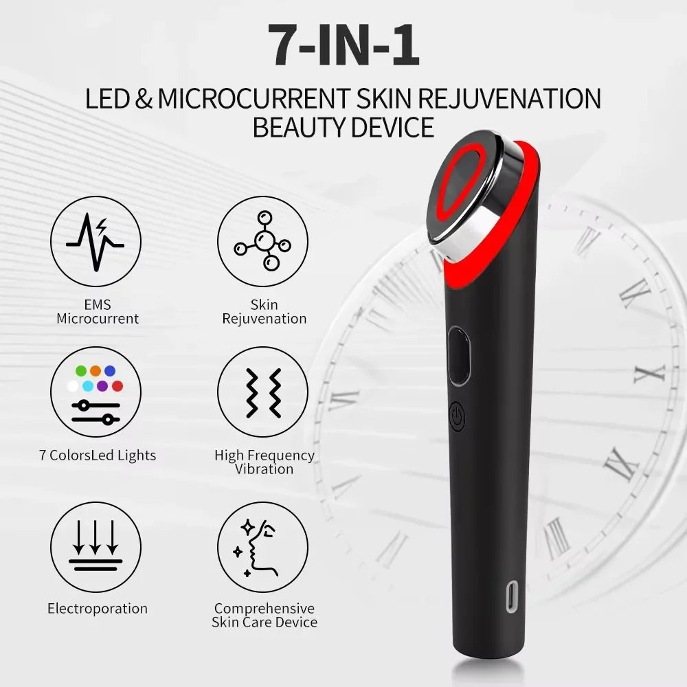 Booster Pro LED Facial Light Therapy 7 Colors Eye Beauty Wand Red Light Eye Massager For Skincare & Blue Rejuvenation Tool