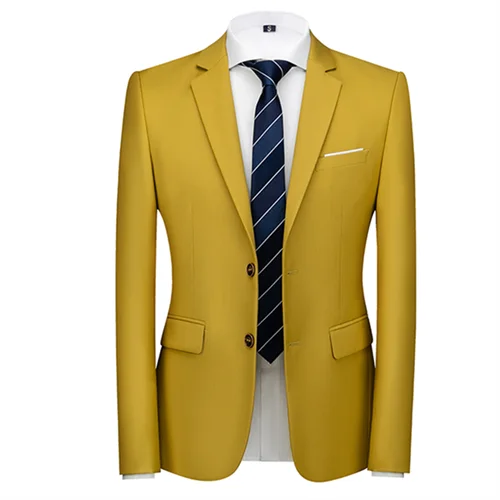 New Men Pure Color Formal Business Social Office Suit Slim Fit Jacket Male Wedding Dance Party Tuxedo Dress Simple Blazers Homme