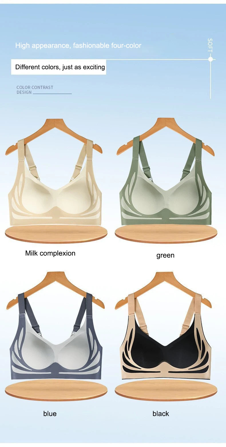 Plus Size Super Gather Push Up Bras Women Soft Support Seamless Underwear Female Full Cup Lift-Up Bras Wireless Soft Sleepwear
