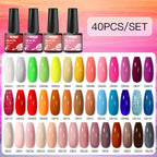 Mtssii 20/40/60Pcs Nail Gel Polish Set Kit Nude Pink Glitter Nail Art UV Gel Manicure Set Vernis Semi Permanent Base Top Coat