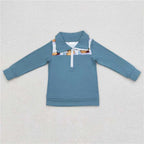Wholesale Children Long Sleeves Mardi Gras Infant Kids Zipper Tee T-shirts Baby Boy Shirt Toddler Lapel Cotton Pullover Top