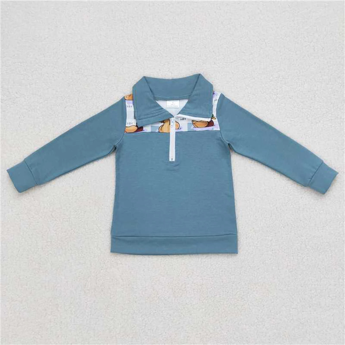 Wholesale Children Long Sleeves Mardi Gras Infant Kids Zipper Tee T-shirts Baby Boy Shirt Toddler Lapel Cotton Pullover Top