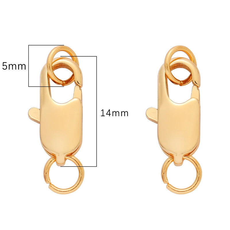 1/2 Set Copper 14K/18K Gold Plated Lobster Clasp With Open Jump Rings For Bracelet Necklace Chains Connectors DIY Jewelry Making