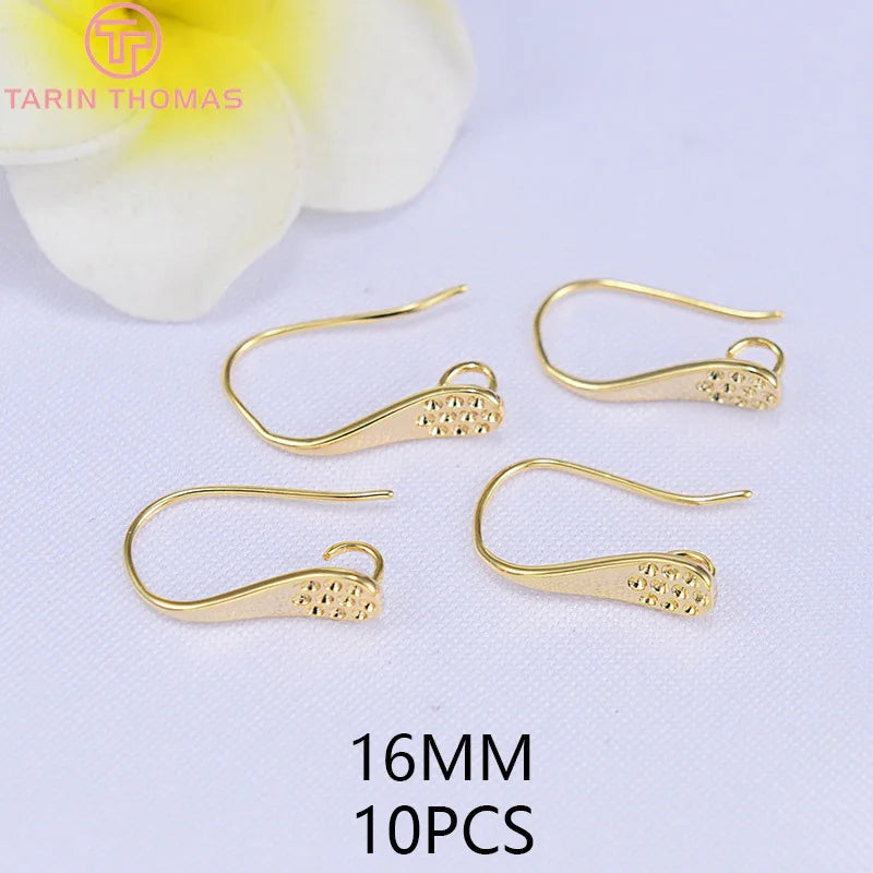 (1941) 20MM 24K Gold Color Plated Carved Earring Hook Jewerly Making Diy Jewelry Findings Accessories
