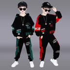 2025 autumn winter children Boy Clothes Teenager tracksuit letters Hooded Top Shirts Sweatshirt + Ankle-tie Pant 8 10 11 12 year