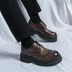 Fashion Patent Leather Men's Formal Shoes Comfortable Platform Luxury Genuine Leather New Elegant Man Wedding Social Derby Shoes