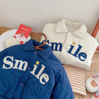 Winter Children's Clothing Baby Boys Smile Jacket Coats Kids Cotton Clothes Toddler Girls Lapel Outerwear Embroidery Tops 0-6Yrs