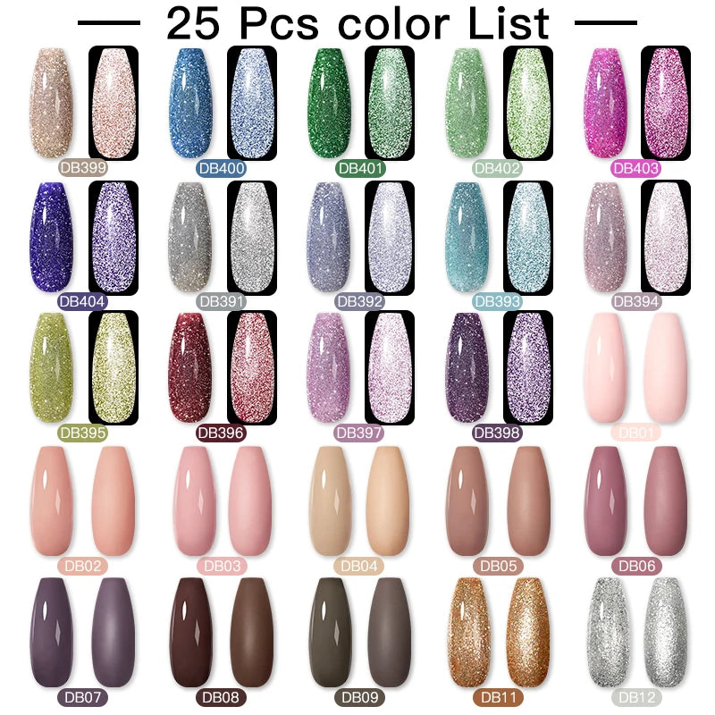 Mtssii 20/40/60Pcs Nail Gel Polish Set Kit Nude Pink Glitter Nail Art UV Gel Manicure Set Vernis Semi Permanent Base Top Coat