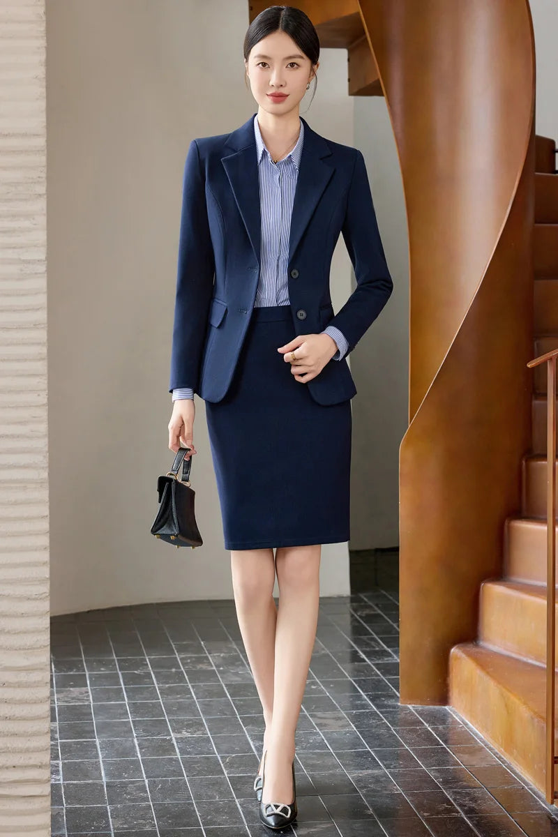 AIyssa Fashionable professional women's clothing, high-quality two-piece suit jacket + skirt. Sophisticated and elegant