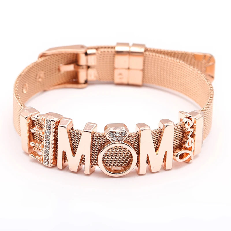 Fashion Stainless Steel For Woman Men Bracelet Mesh Bracelet Set Crystal Heart Anchor Charm Fine Bracelet Bangle Female Lover