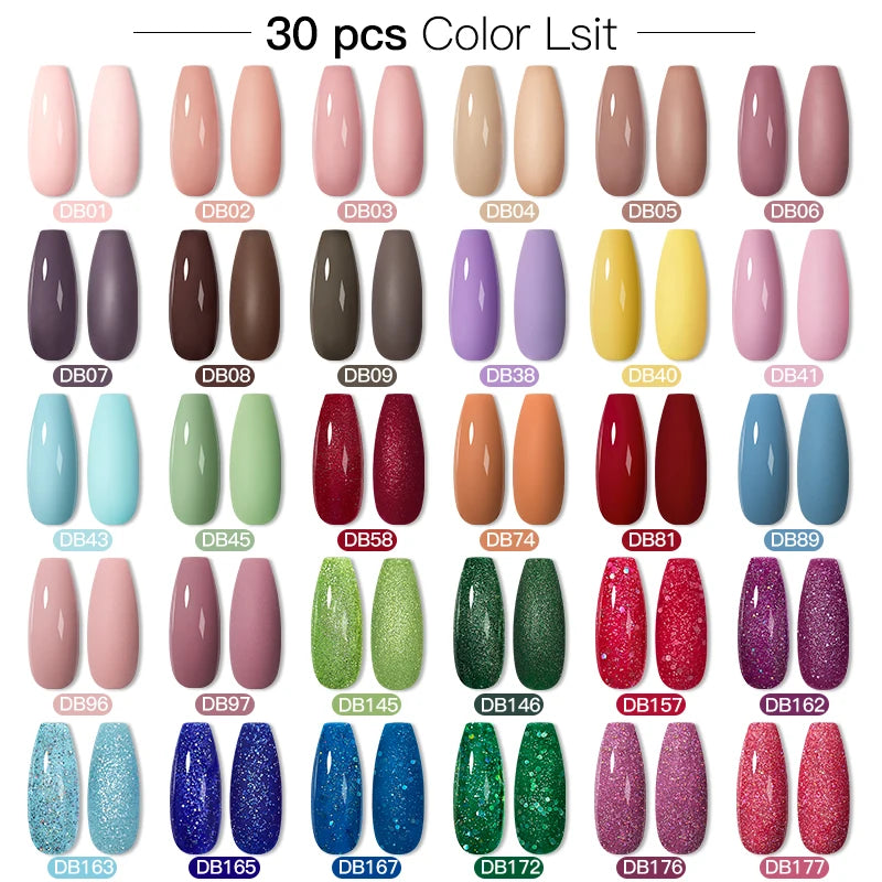 Mtssii 20/40/60Pcs Nail Gel Polish Set Kit Nude Pink Glitter Nail Art UV Gel Manicure Set Vernis Semi Permanent Base Top Coat