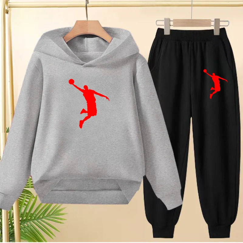 Children's Sportswear,playing Clothes, Hooded Sweatshirts and Long Pants Are Suitable for Boys and Girls Aged3to13.Charming Sets