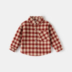 Spring Autumn Kids Plaid Long Sleeve Shirt Korean Style Boys Girls Loose Oversized Top Light Outerwear Casual Children Blouse