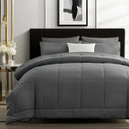 chadly 5/7pcs Quilts Luxurious Checkered Comforter, Soft Microfiber, Breathable, Easy Care for All Seasons, Bedding Set