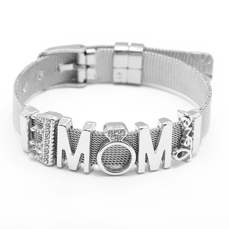 Fashion Stainless Steel For Woman Men Bracelet Mesh Bracelet Set Crystal Heart Anchor Charm Fine Bracelet Bangle Female Lover