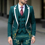 Royal Blue Wedding Tuxedos Men Suit Peak Lapel Terno Masculino Slim Fit Groom Prom Man Blazer Custom 3 Pieces Jacket Pant Vest
