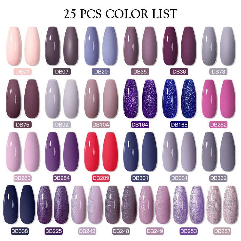 Mtssii 20/40/60Pcs Nail Gel Polish Set Kit Nude Pink Glitter Nail Art UV Gel Manicure Set Vernis Semi Permanent Base Top Coat