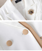 Women's Winter Retro Casual Irregular Suit Jacket Half Skirt Set Commuting Solid Double Breasted Suit Half Skirt Two-piece Set