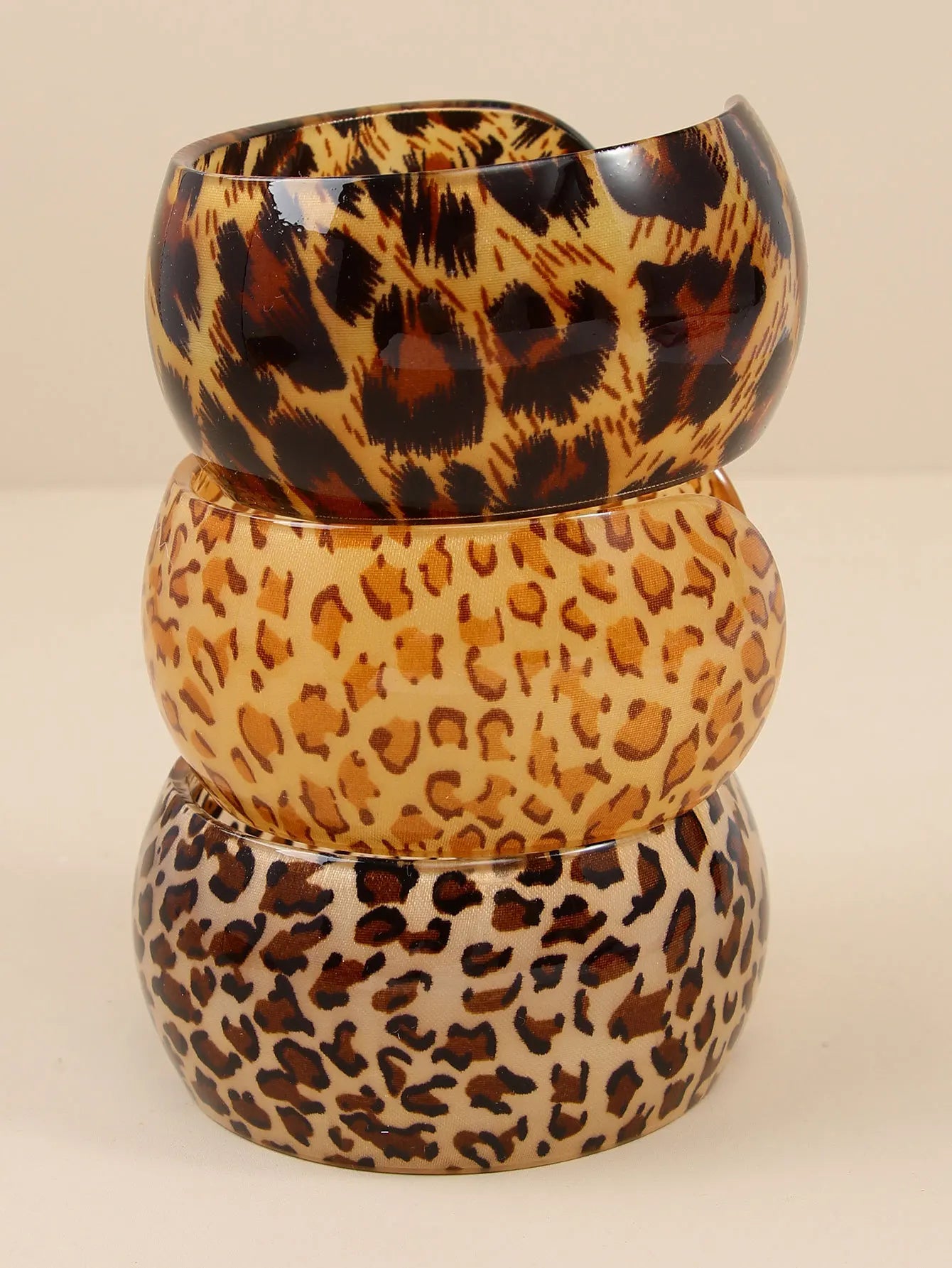 Sexy Leopard Print Resin Cuff Bangles Exaggerated Design Resin Material Leopard Print Bracelets Couple Style Wide Open