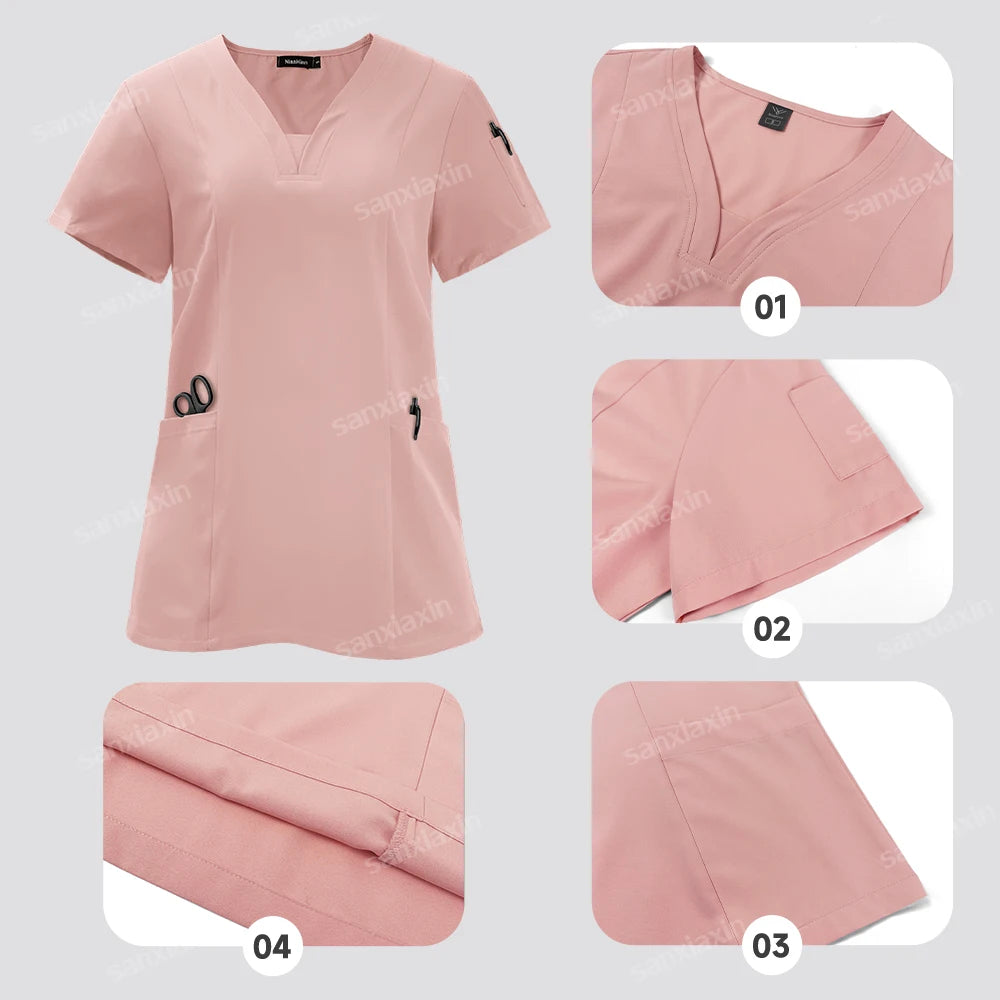Hot sale nursing articles Women Scrubs Set Nurse Accessories Medical Uniform Soft Comfort Clinical Workwear Operating Work Suits
