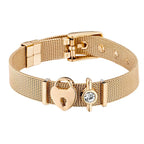 Fashion Stainless Steel For Woman Men Bracelet Mesh Bracelet Set Crystal Heart Anchor Charm Fine Bracelet Bangle Female Lover