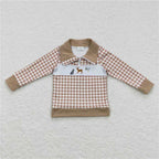 Wholesale Children Long Sleeves Mardi Gras Infant Kids Zipper Tee T-shirts Baby Boy Shirt Toddler Lapel Cotton Pullover Top