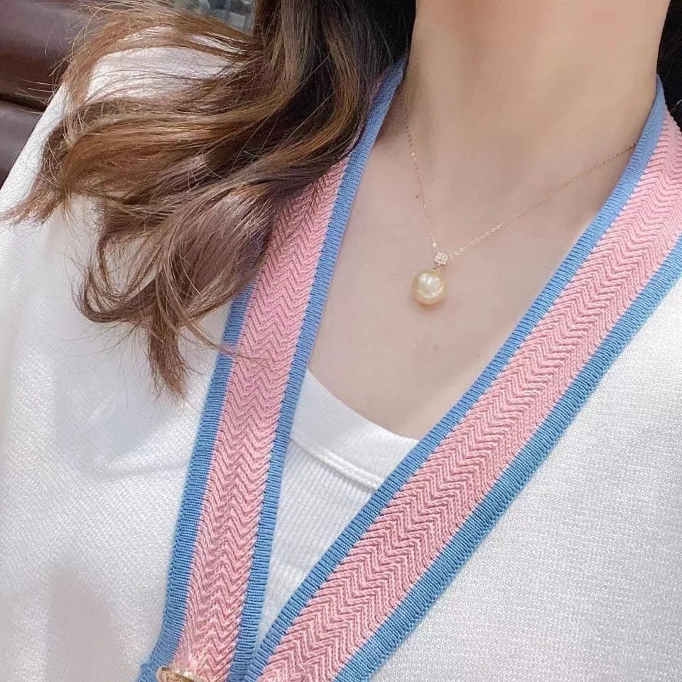 Customized 14K/18K Read Gold Set South Sea Golden Baroque Pearl Jewelry Bespoke Genuine Diamond One Of A Kind High Fine Jewelry