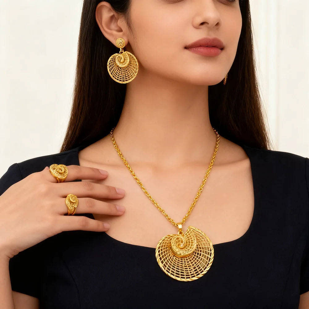 Gold Plated  jewelry set for necklaces earrings and rings Women Men Fashion 18k Gold Color Jewelry Making for Party Daily