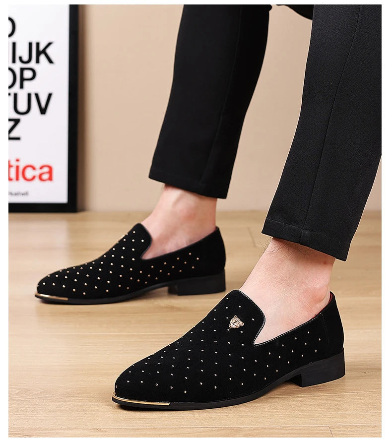Men Loafers Leather Dress Shoes for Man Slip on Loafers Elegant Shoes Fashion Men's Flats Club Party Shoes Male Zapatos Hombre