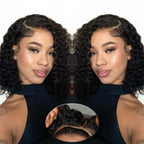13x4 Curly Bob Wig Human Hair 100% Glueless Wear and Go HD Lace Human Hair Frontal Preplucked Ready to Wear Water Wave Bob Wigs