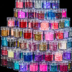 Holographic Glitter set 4 different shines Nail Sequins 10 grams each jar Holographic Cosmetic Festival Chunky Glitters Sequins