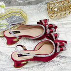 New Arrival Elegant African Party High-heeled Shoes Chain Decoration Trendy Women's Sandals Nigerian Women Wedding Pumps