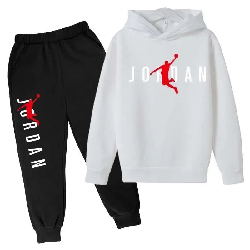 Autumn Leisure Letter Print Childrens Hoodie Long Sleeve+Pants Suits 2 Piece Set 3-14 Y Boys Girls Outfits Streetwears Sportsuit