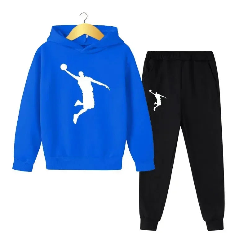 Autumn and Winter Children's Fashion Sports Hoodie+Pants Set for Boys and Girls Aged 4-14, Casual and Comfortable 2-piece Set