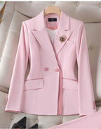 Women's Winter Retro Casual Irregular Suit Jacket Half Skirt Set Commuting Solid Double Breasted Suit Half Skirt Two-piece Set