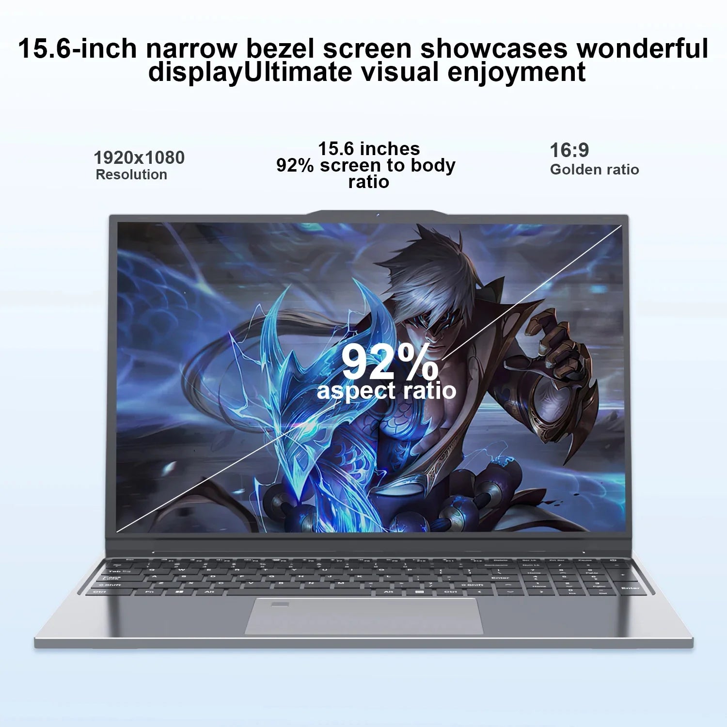 15.6" Laptop Computer PC Windows 11 Intel Core i7 6500U i3 6100U PC Gamer 16GB RAM Fingerprint Unlock Notebook Laptops Backlight