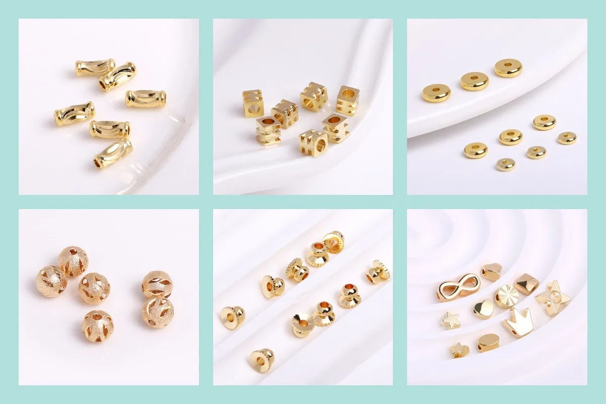 Multi Types 14K/18K Gold Plated Round Bead Frame,Brass Metal Circle Frame Connectors Spacers Beads,DIY Beading Jewelry Making