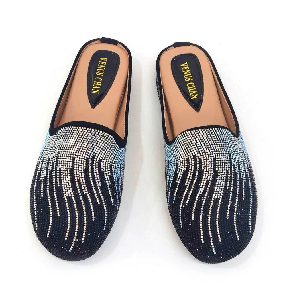 Venus Chan Elegant Flat Shoes for Woman Fashion Comfortable Party Slippers 2024 Latest Design Nigeria Gold Color Half Shoes