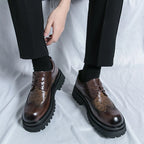 Fashion Patent Leather Men's Formal Shoes Comfortable Platform Luxury Genuine Leather New Elegant Man Wedding Social Derby Shoes