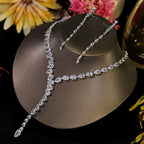 2024 Fashion Zircon Pendant Choker Water Drop for Women Vintage Clavicle Chain Crystal Collar Necklace Bridal Jewelry Sets Gift