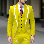 Royal Blue Wedding Tuxedos Men Suit Peak Lapel Terno Masculino Slim Fit Groom Prom Man Blazer Custom 3 Pieces Jacket Pant Vest