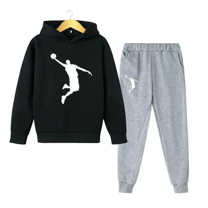 Autumn and Winter Children's Fashion Sports Hoodie+Pants Set for Boys and Girls Aged 4-14, Casual and Comfortable 2-piece Set